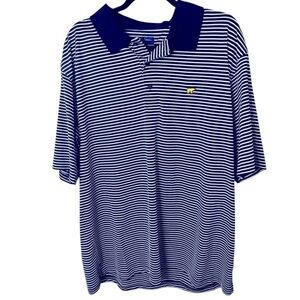 Jack Nicklaus XXL Navy White Stripe Polo Golf Shirt Bear Logo